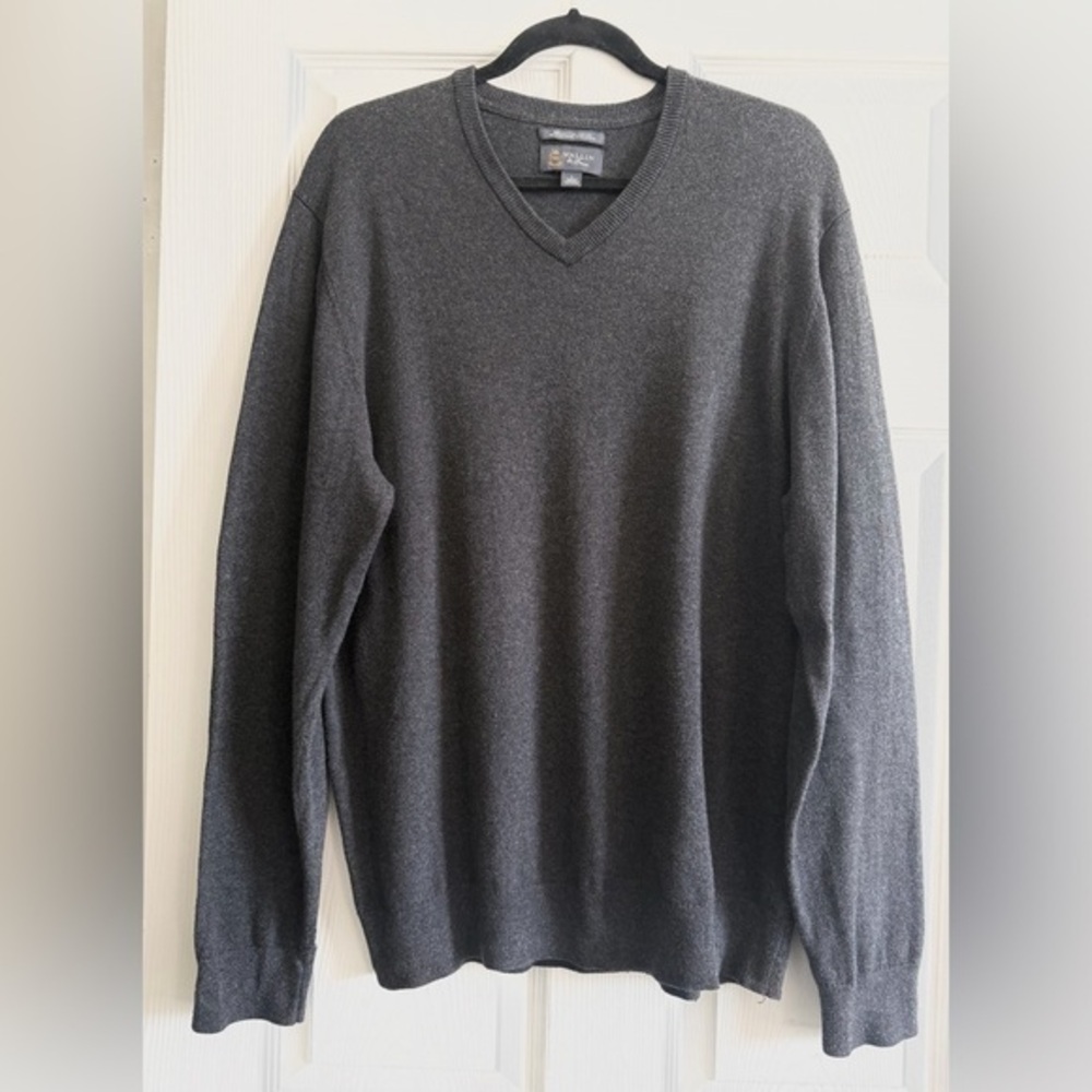 Wallin & Bros Dark Gray V-Neck Cotton/ cashmere blend Sweater